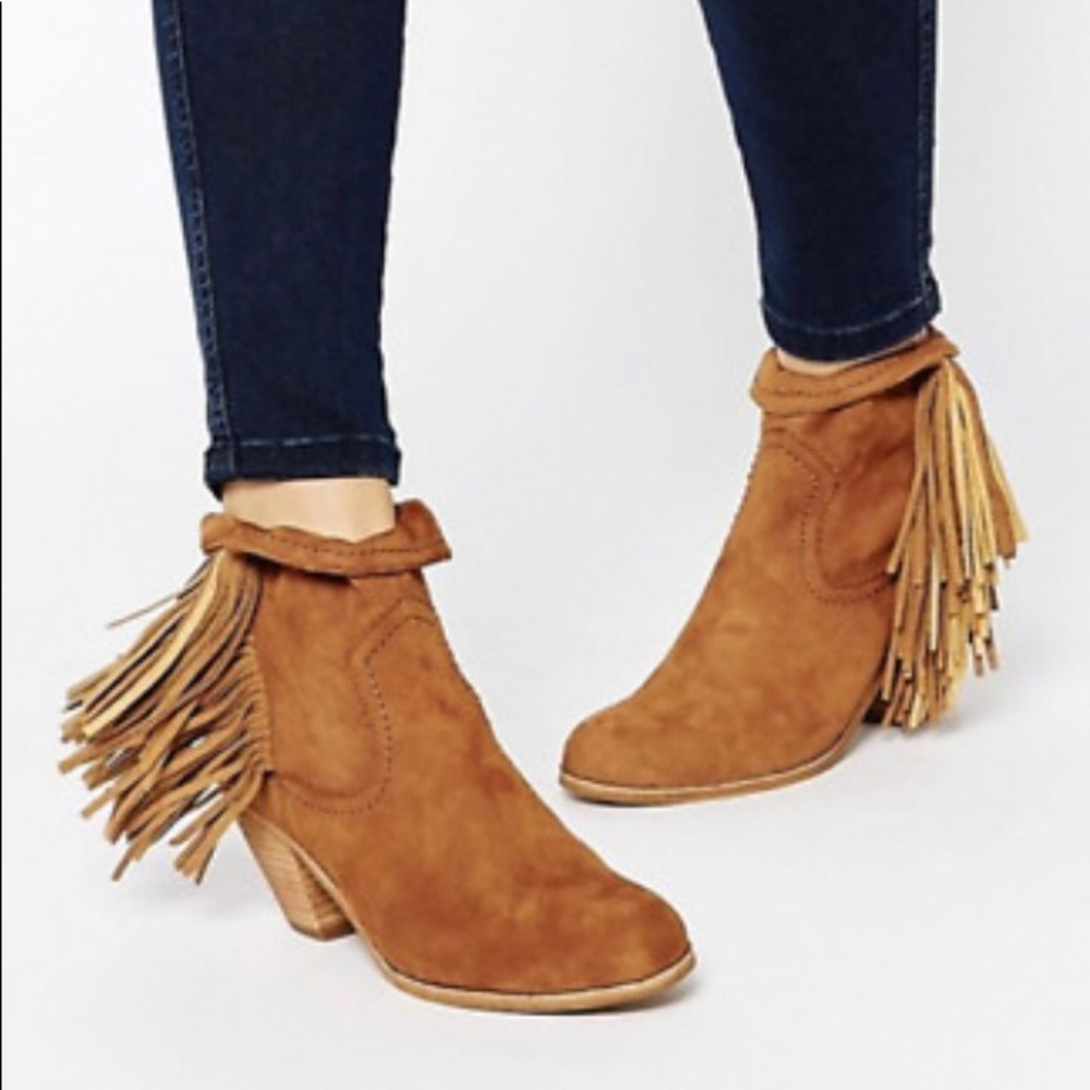 Sam Edelman Louie brown fringe booties siz…
